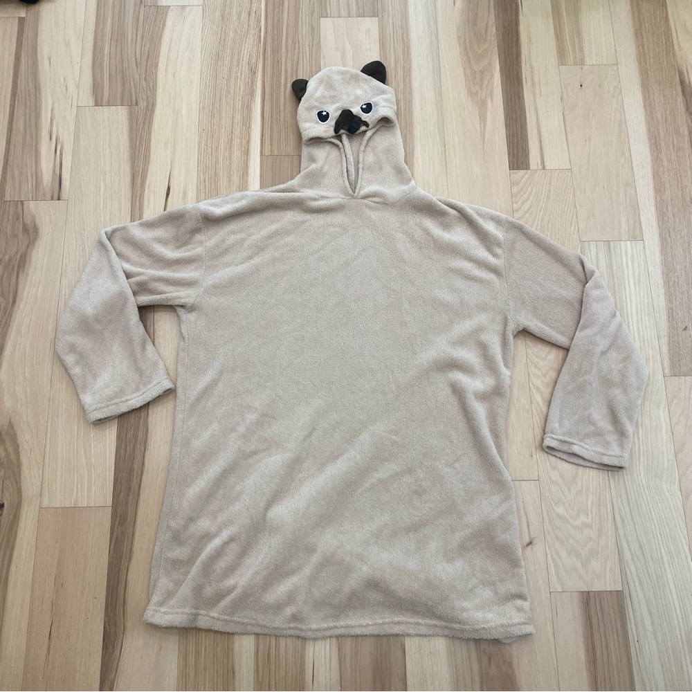 Fuzzy cozy bear hoodie beige Sz XL unisex top
